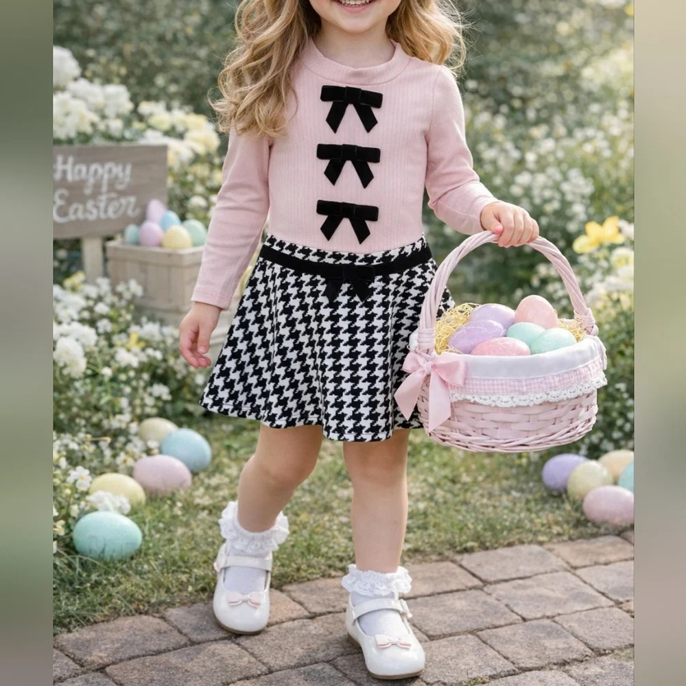 NWT Zunie NWT Pink & Black Kids Casual Dress - Great Quality Easter Dress Size 2